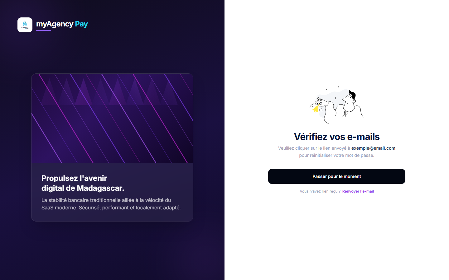 Confirmation d'envoi de l'e-mail