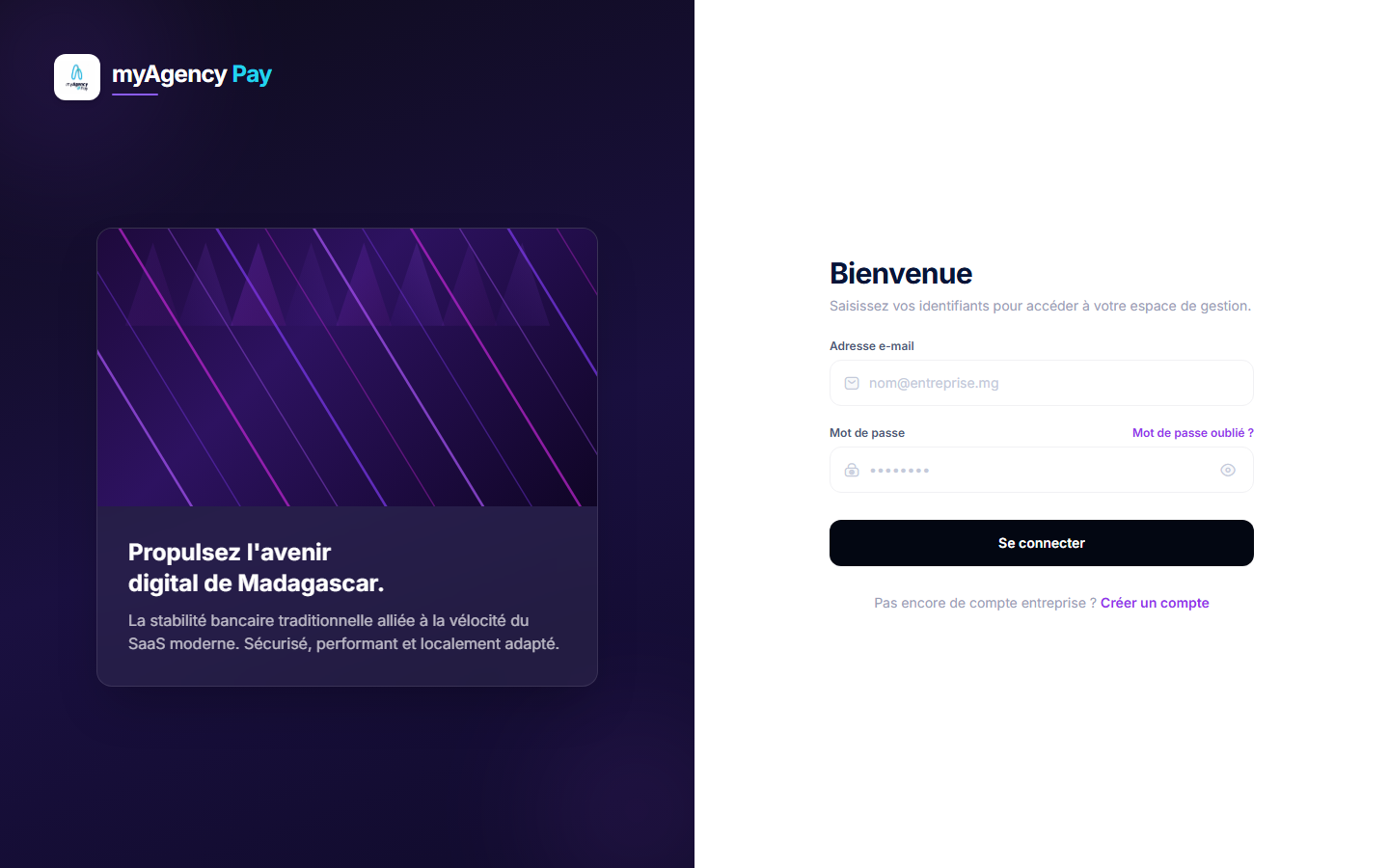 Page de connexion — <strong>MyAgency Pay</strong>